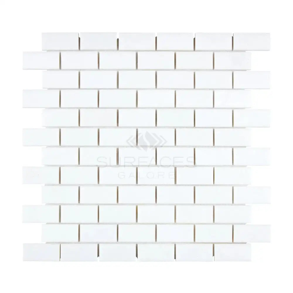 White brick mosaic tile from Thassos Supreme 1x2 marble in polished or honed finish