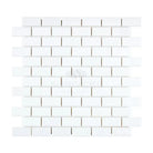 White brick mosaic tile from Thassos Supreme 1x2 marble in polished or honed finish