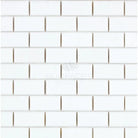 White subway tile pattern on Thassos Supreme 1X2 Brick Mosaic Marble
