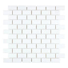 White subway tile mosaic from Thassos Supreme 1X2 Brick Marble polished or honed