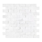 White brick mosaic tile from Thassos Supreme 1X2 Marble Split-Faced collection