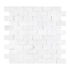 White stacked stone mosaic tile from Thassos Supreme 1X2 Brick Mosaic Marble Split-Faced