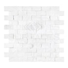 White stacked stone wall tile Thassos Supreme 1X2 Brick Mosaic Marble Split-Faced