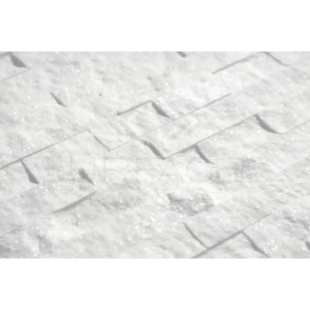 White textured stone tile from Thassos Supreme 1X2 Brick Mosaic Marble Split-Faced