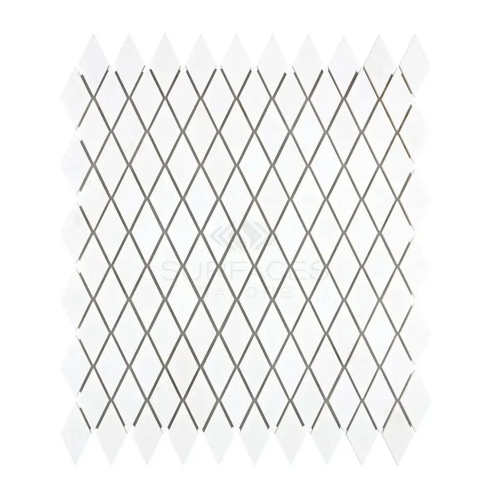 White diamond tile mosaic from Thassos Supreme 1X2 Diamond Rhomboid Marble