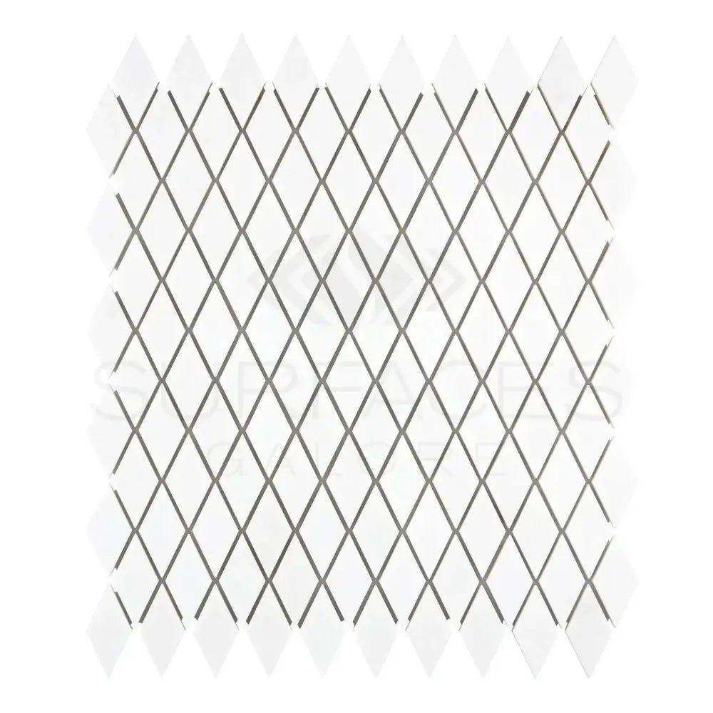 White diamond mosaic tile sheet from Thassos Supreme for elegant marble flooring and walls