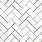 White Thassos Supreme 1x2 Herringbone Mosaic Marble tile pattern polished or honed