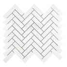 White Thassos Supreme 1X3 Herringbone Mosaic Marble Tile Pattern