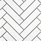 White Herringbone Tile Pattern in Thassos Supreme 1X4 Marble Mosaic