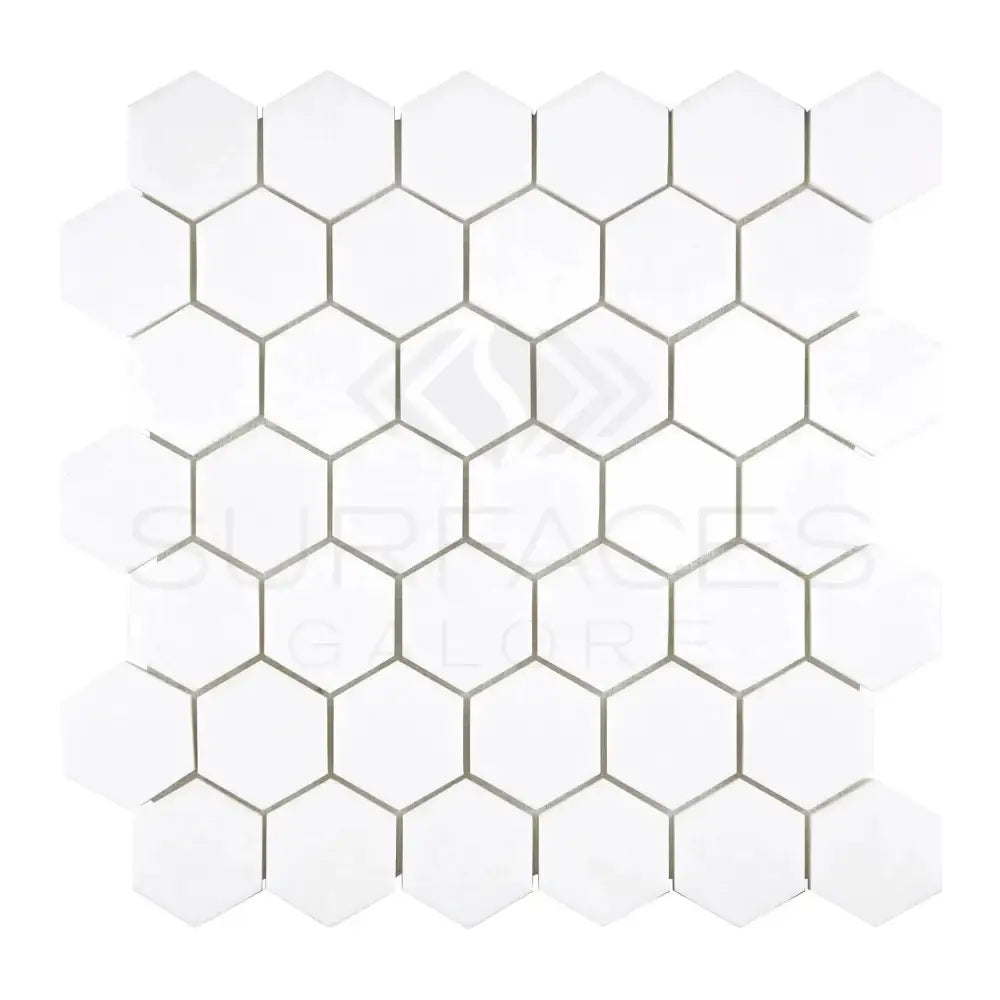 White hexagonal tile mosaic for Thassos Supreme 2 Inch Hexagon Marble flooring