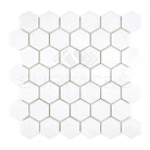 White hexagonal tile mosaic for Thassos Supreme 2 Inch Hexagon Marble flooring
