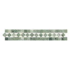 Mosaic tile border from Thassos Supreme 2X12 BIAS Border with Ming Green marble