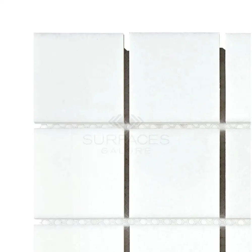 White square mosaic tiles from Thassos Supreme 2x2 polished or honed marble series