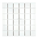 White square mosaic tile sheet from Thassos Supreme 2X2 Marble for elegant surfaces