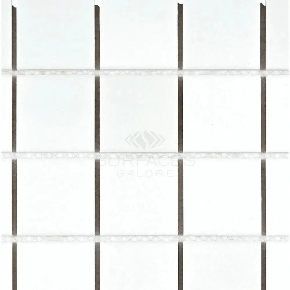 White square tile grid for Thassos Supreme 2X2 Mosaic Marble polished or honed