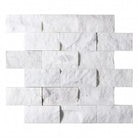 White marble mosaic tile from Thassos Supreme 2X4 Brick Mosaic Marble Split-Faced collection