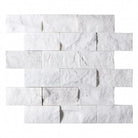 White marble brick wall panel from Thassos Supreme 2X4 Brick Mosaic Marble Split-Faced