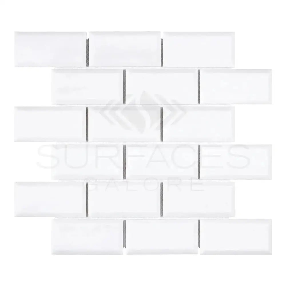 Thassos Supreme 2X4 Deep-Beveled Brick Mosaic Marble Polished-Honed-American Stone