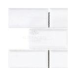 White beveled subway tile from Thassos Supreme 2X4 Deep-Beveled Brick Mosaic Marble