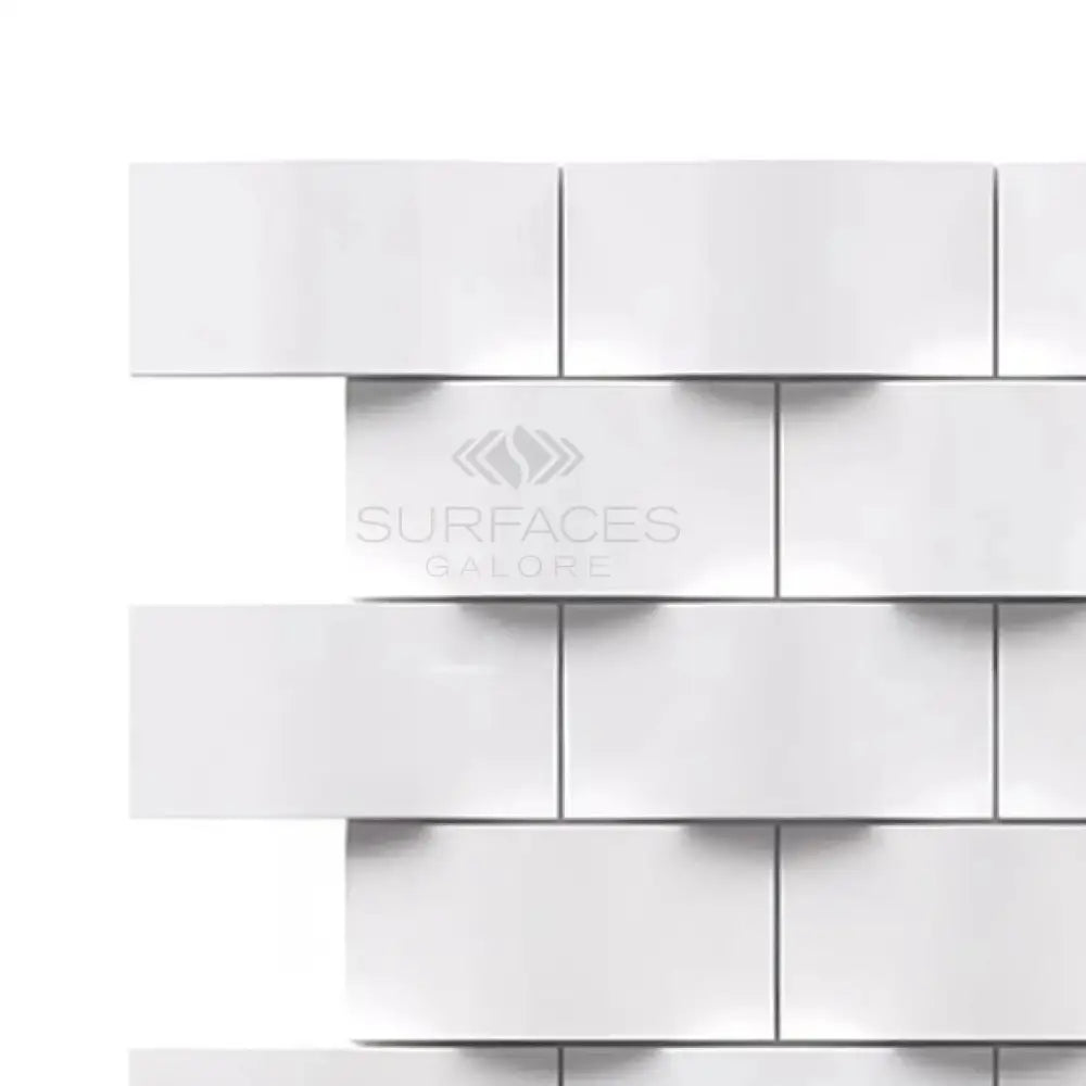 Thassos Supreme 2X4 Round-Faced (CNC-Arched / Wavy) Mosaic Marble-American Stone
