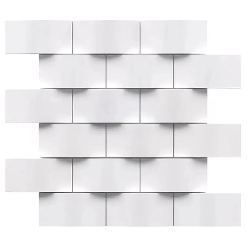 White rectangular brick pattern of Thassos Supreme 2X4 Round-Faced Mosaic Marble