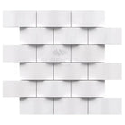 White rectangular tile mosaic from Thassos Supreme 2X4 round-faced CNC-arched marble