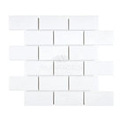 White brick mosaic tile from Thassos Supreme 2X4 Straight-Edged Brick Mosaic Marble