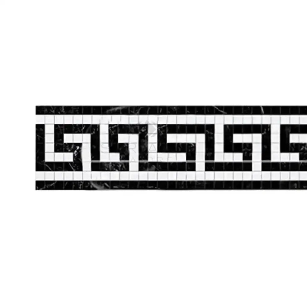 Thassos Supreme 3 1/2X7 Greek Key Border (w/ Black) Marble-American Stone