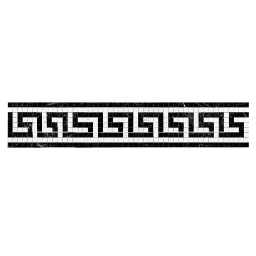 Black and white Greek key mosaic border from Thassos Supreme marble tile collection