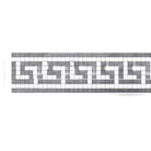 Gray and white mosaic border from Thassos Supreme Greek Key Marble tile