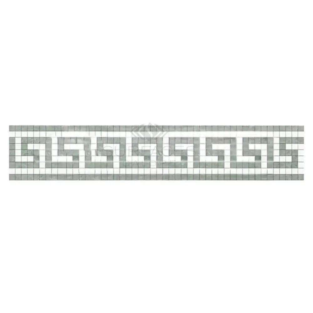 Greek key pattern mosaic tile border with Ming-Green marble for Thassos Supreme product