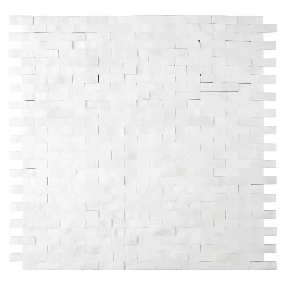 White stacked stone wall tile from Thassos Supreme 3/8X1 Mini-Brick Mosaic Marble Split-Faced