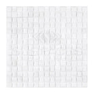 White textured mosaic tile from Thassos Supreme 3-D Small-Bread Marble collection