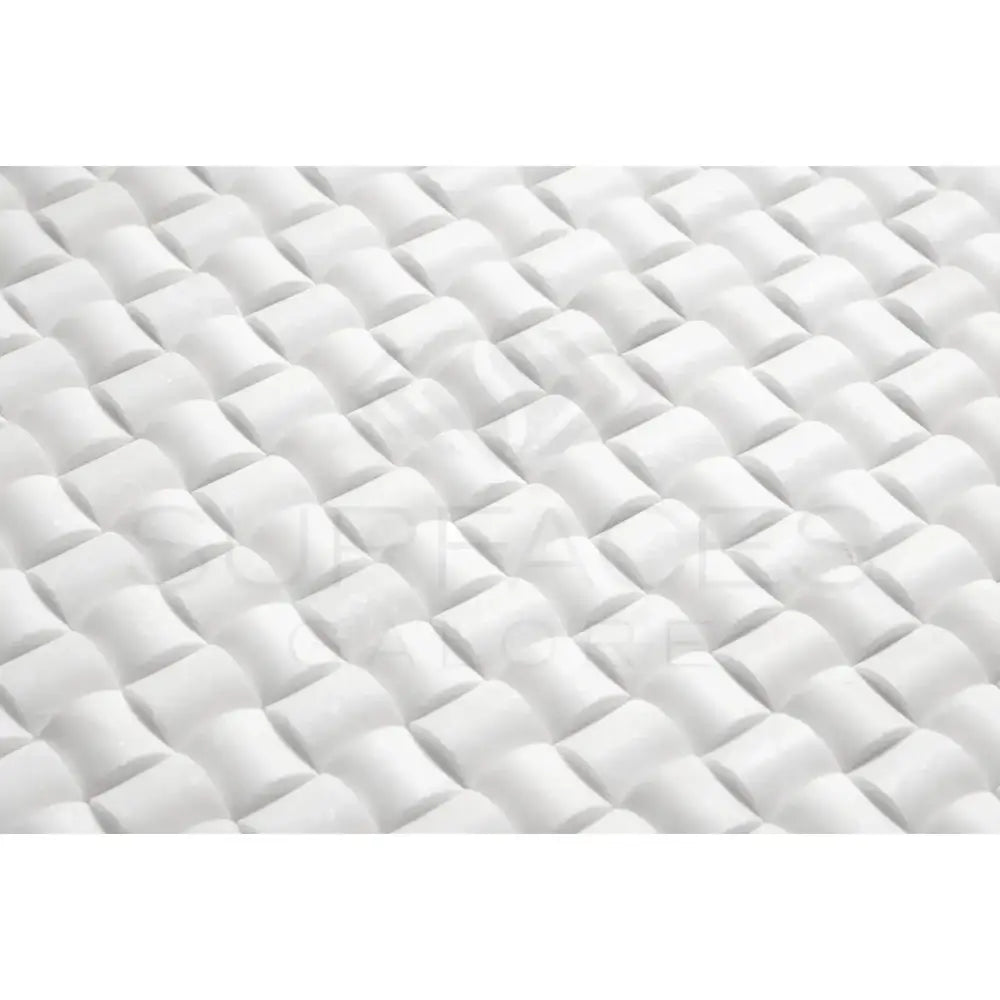 Thassos Supreme 3-D Small-Bread Mosaic Marble-American Stone