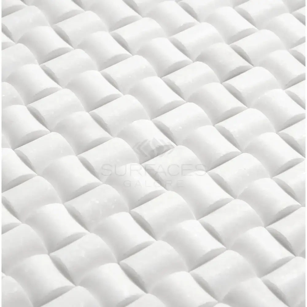White textured tile pattern from Thassos Supreme 3-D Small-Bread Mosaic Marble product