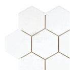 White hexagon tile mosaic from Thassos Supreme 3-inch marble in polished or honed finish