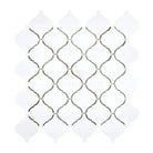 White arabesque mosaic tile sheet for Thassos Supreme 3-inch Lantern Mosaic product