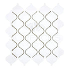 White arabesque mosaic tile sheet for Thassos Supreme Lantern Mosaic in polished or honed finish