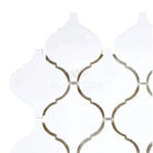 White arabesque tile pattern in Thassos Supreme 3 inch Lantern Mosaic for elegant design
