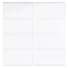 White rectangular ceramic tiles from Thassos Supreme 3X6 Deep-Beveled Marble collection