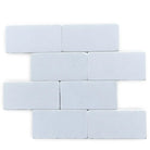White rectangular Thassos Supreme 3X6 Marble Tumbled tiles in brick pattern for flooring
