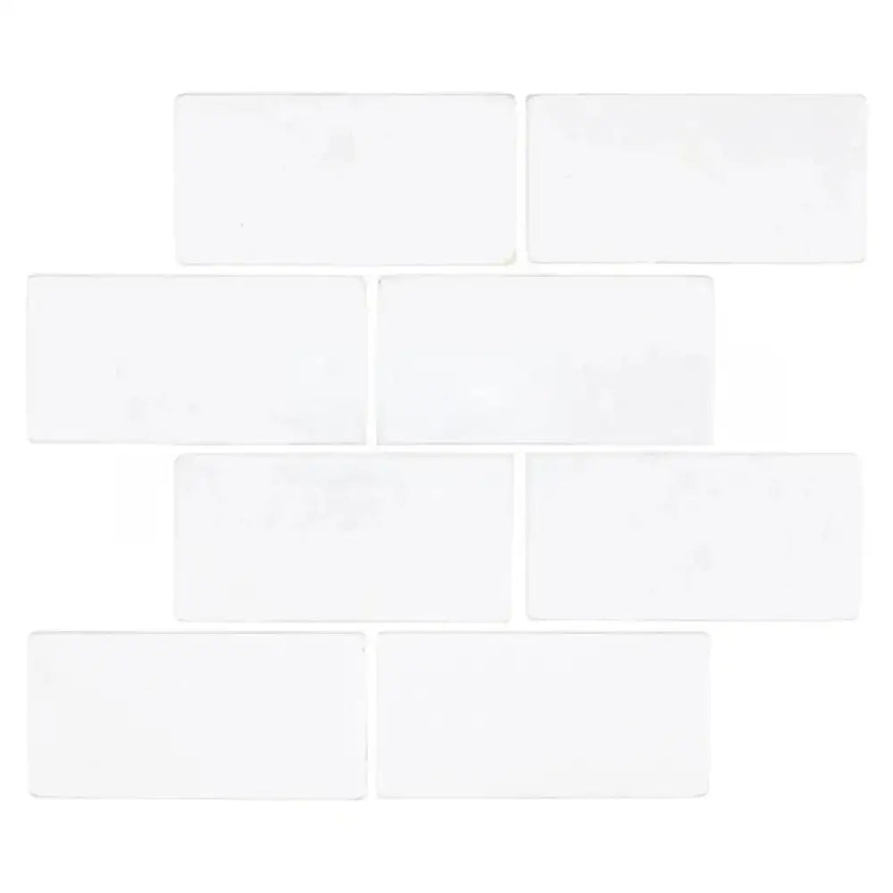 White rectangular Thassos Supreme 3X6 Marble Tumbled tiles for elegant flooring