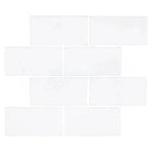 White rectangular Thassos Supreme 3X6 Marble Tumbled tiles for elegant flooring