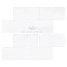 White rectangular Thassos Supreme 3x6 marble tiles tumbled for elegant flooring and walls