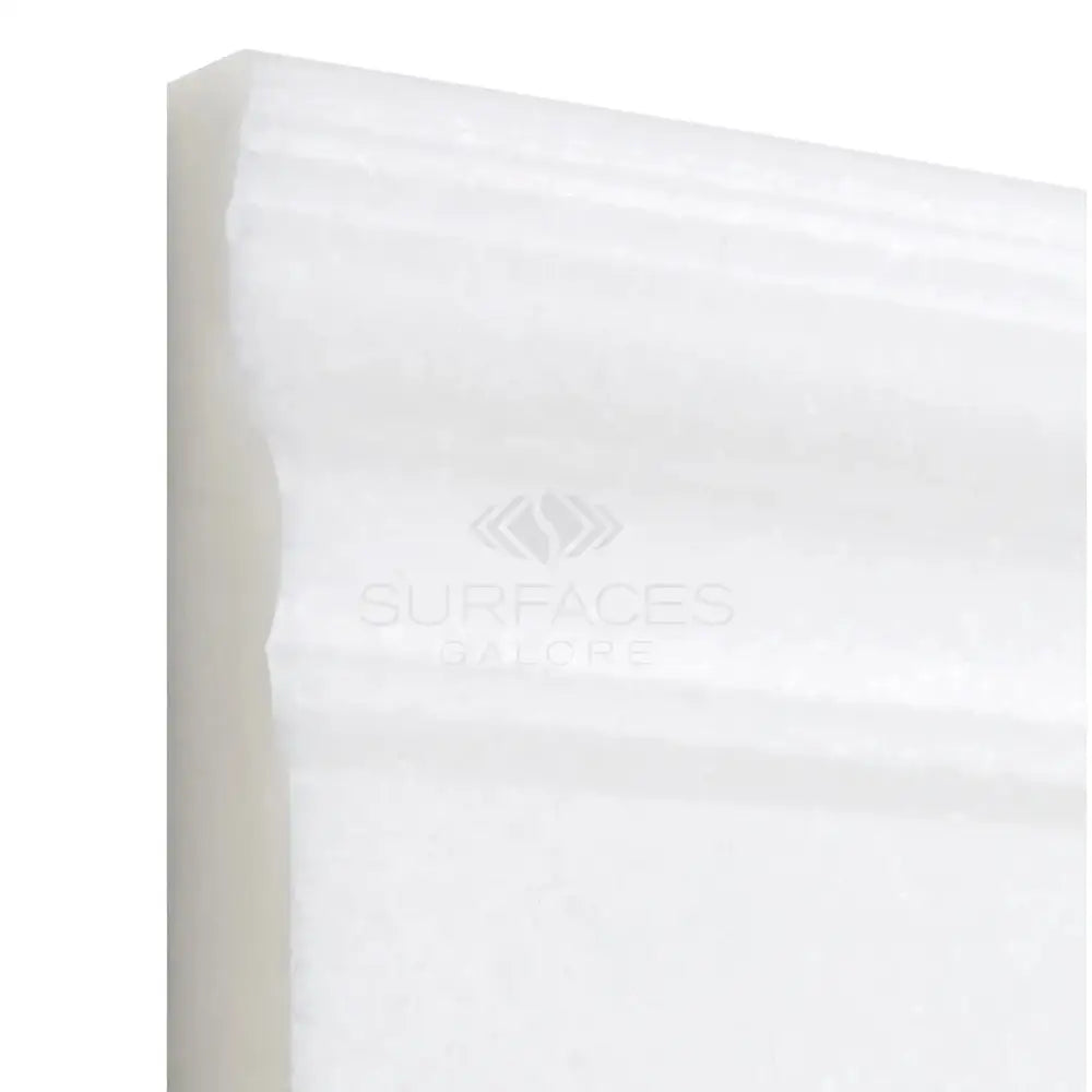 White textured rectangular marble block from Thassos Supreme 4 3/4X12 Baseboard Trim