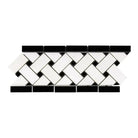 Black and white mosaic tile border from Thassos Supreme Marble for elegant flooring
