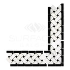 Black and white herringbone tile border from Thassos Supreme Marble product