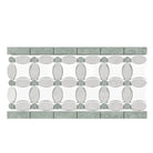 Decorative tile border featuring Thassos Supreme, White Carrara, and Ming-Green marble