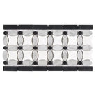 Decorative marble mosaic tile featuring Thassos Supreme White Carrara and Black Dots