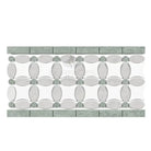 Decorative mosaic tile border featuring Thassos Supreme, White Carrara, and Ming-Green marble